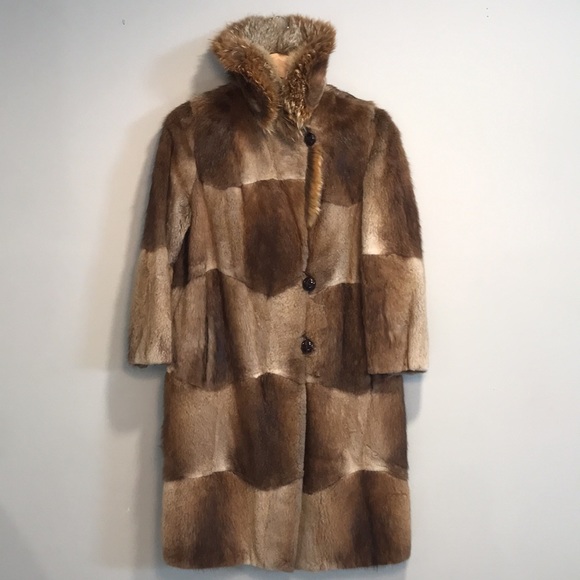 Authentic Real Fur Vintage Tan & Brown Fur Coat - Picture 3 of 13